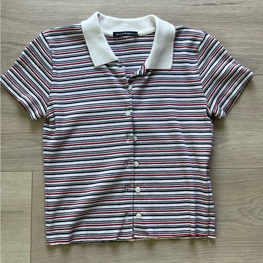Brandy Melville Cropped Button Down Collared Polo